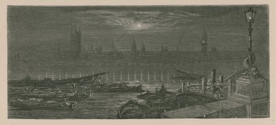 Boten afgemeerd aan de Theems door Gustave Dore